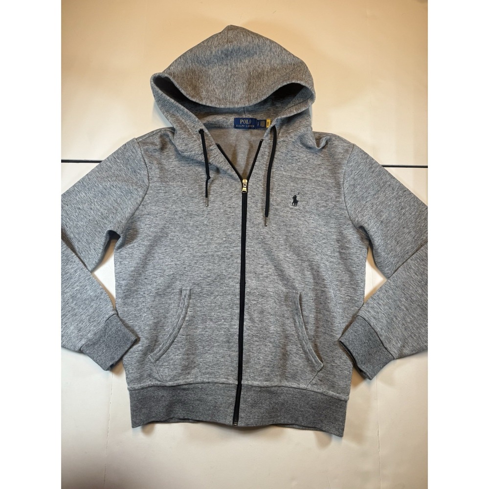 Polo Ralph Lauren Hoodie Mens Small Gray Full Zip Fleece Sweatshirt Pony Logo